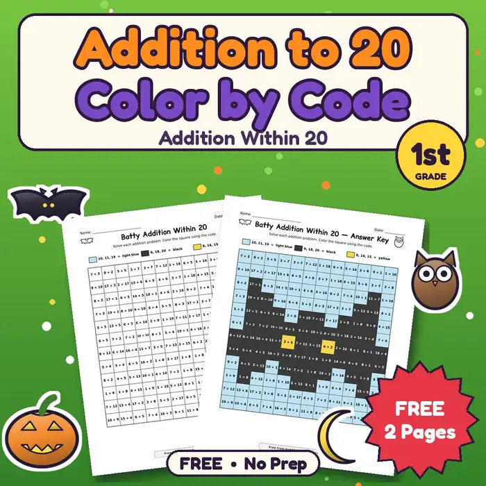 Halloween Addition Within 20 Color by Code preview