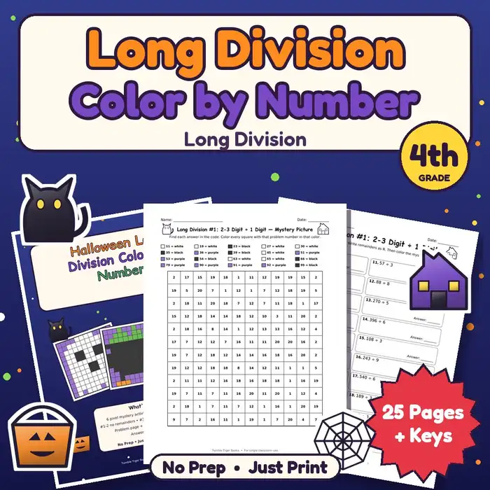 Halloween Long Division Color by Number preview