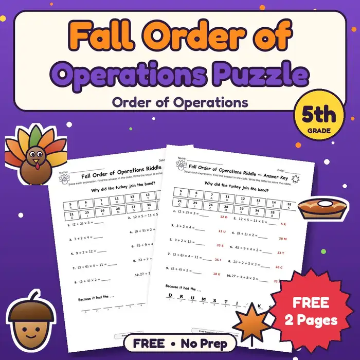Fall Order of Operations Puzzle preview