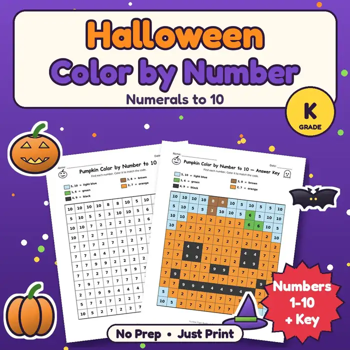 Halloween Color by Number to 10, K preview