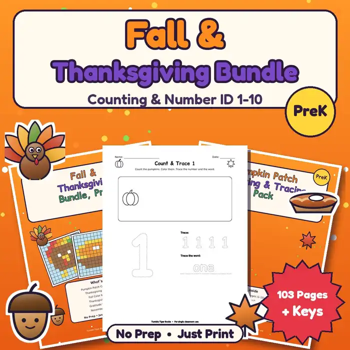 Fall & Thanksgiving Bundle, PreK preview