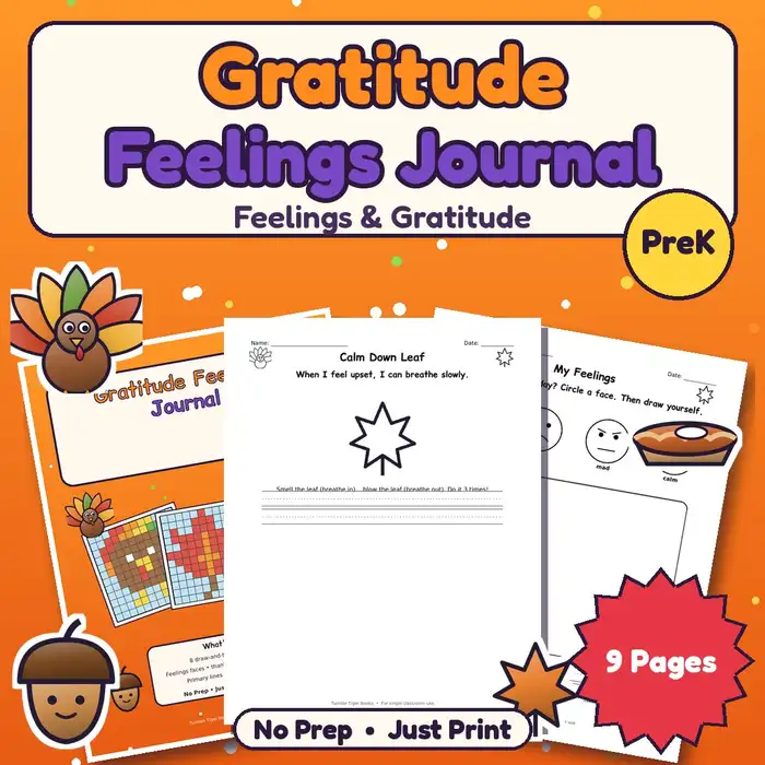 Gratitude Feelings Journal, PreK preview
