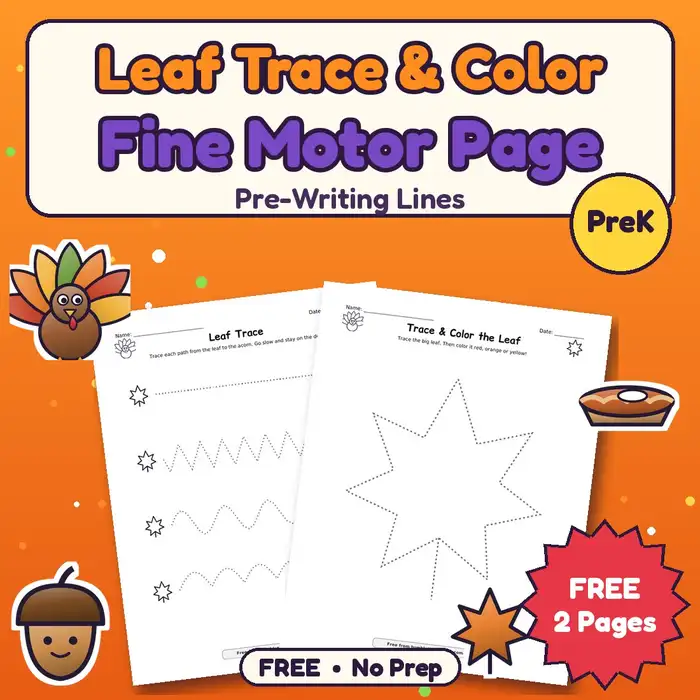 Leaf Trace & Color Fine Motor Page preview